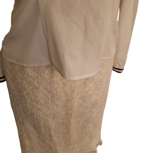 White Lace Lined Vintage Maxi Skirt - Picture 3 of 12